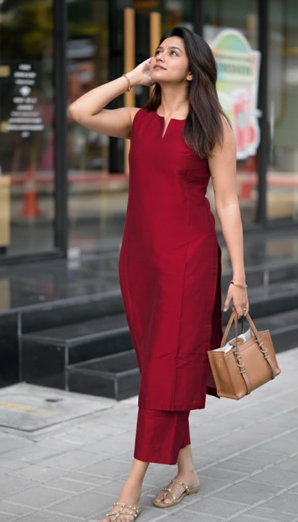 GoSriKi Women's Rayon Viscose Straight Solid Kurta with Pant - Image 6