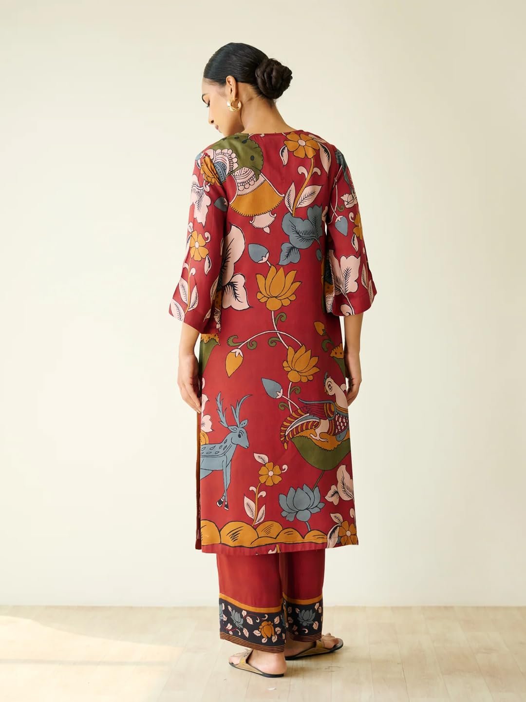 GoSriKi Women's Rayon Viscose Straight Printed Kurta with Palazzo - Image 3