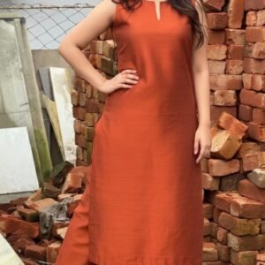 GoSriKi Women’s Rayon Viscose Straight Solid Kurta with Pant Set