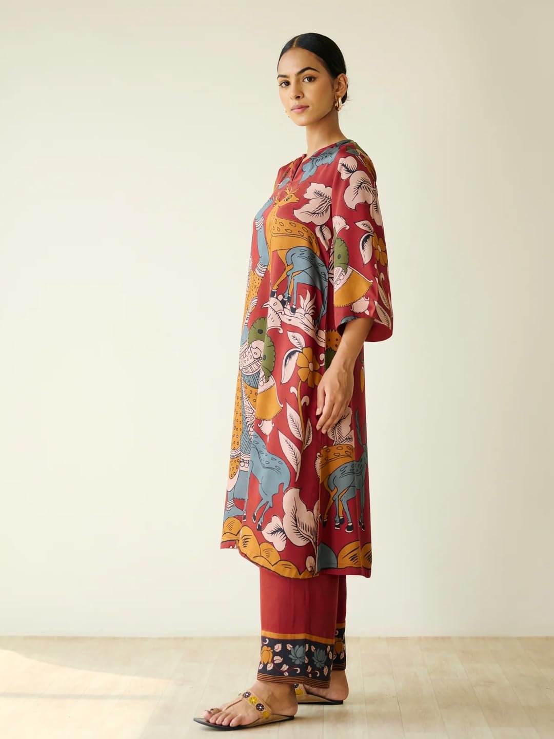 GoSriKi Women's Rayon Viscose Straight Printed Kurta with Palazzo - Image 5
