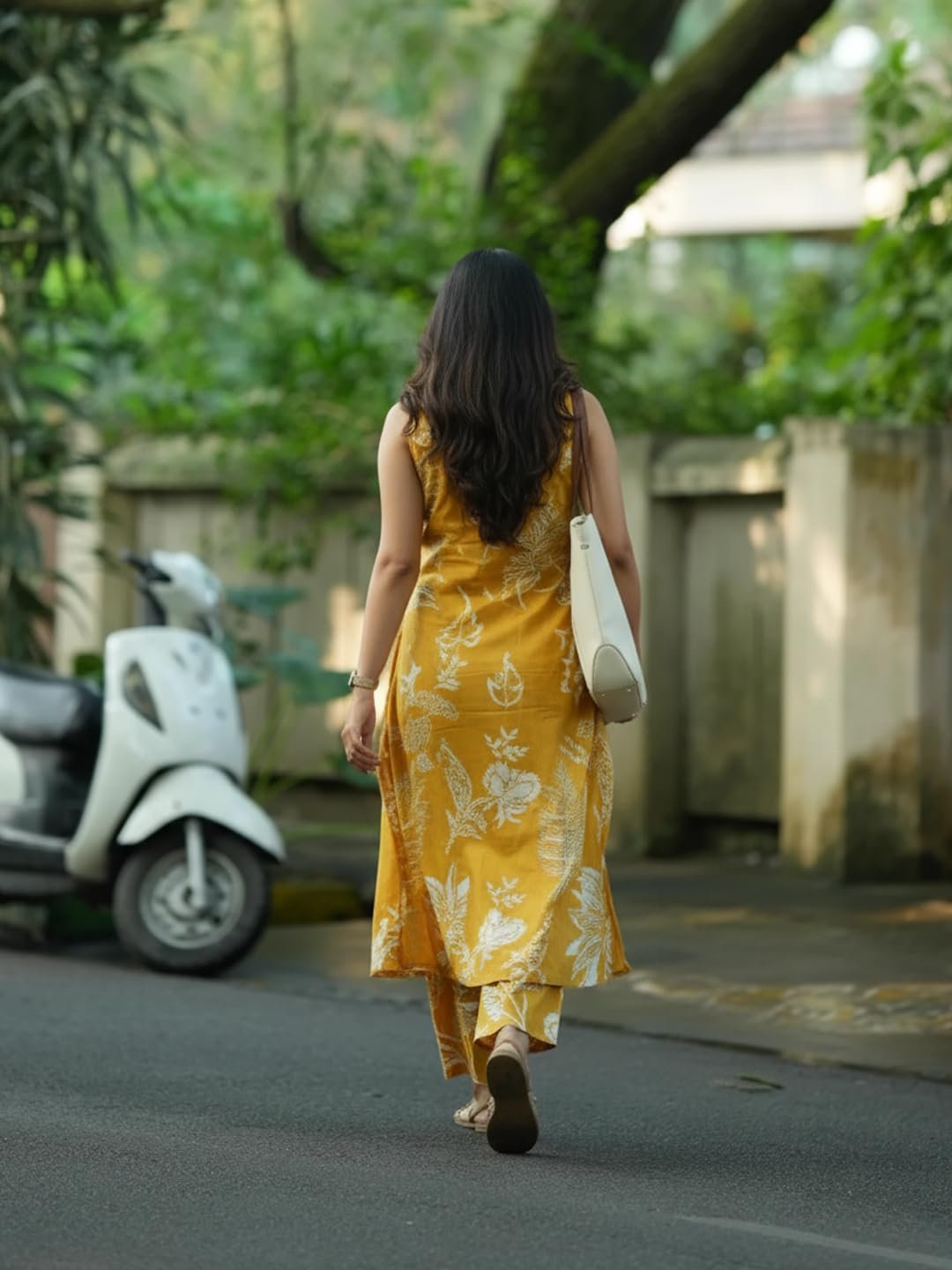 GoSriKi Women’s Viscose A-Line Printed Kurta with Palazzo - Image 4