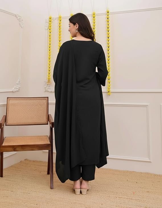 GoSriKi Women’s Viscose Straight Kurta Set with Pant & Dupatta - Image 5