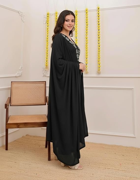 GoSriKi Women’s Viscose Straight Kurta Set with Pant & Dupatta - Image 4