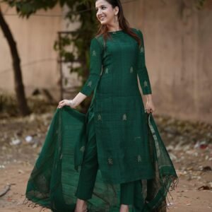 GoSriKi Women's Rayon Viscose Straight Printed Kurta with Pant & Dupatta