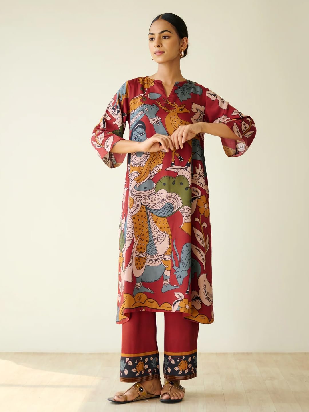 GoSriKi Women's Rayon Viscose Straight Printed Kurta with Palazzo - Image 4