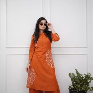 GoSriKi Women's Rayon Viscose Straight Embroidery Kurta with Palazzo