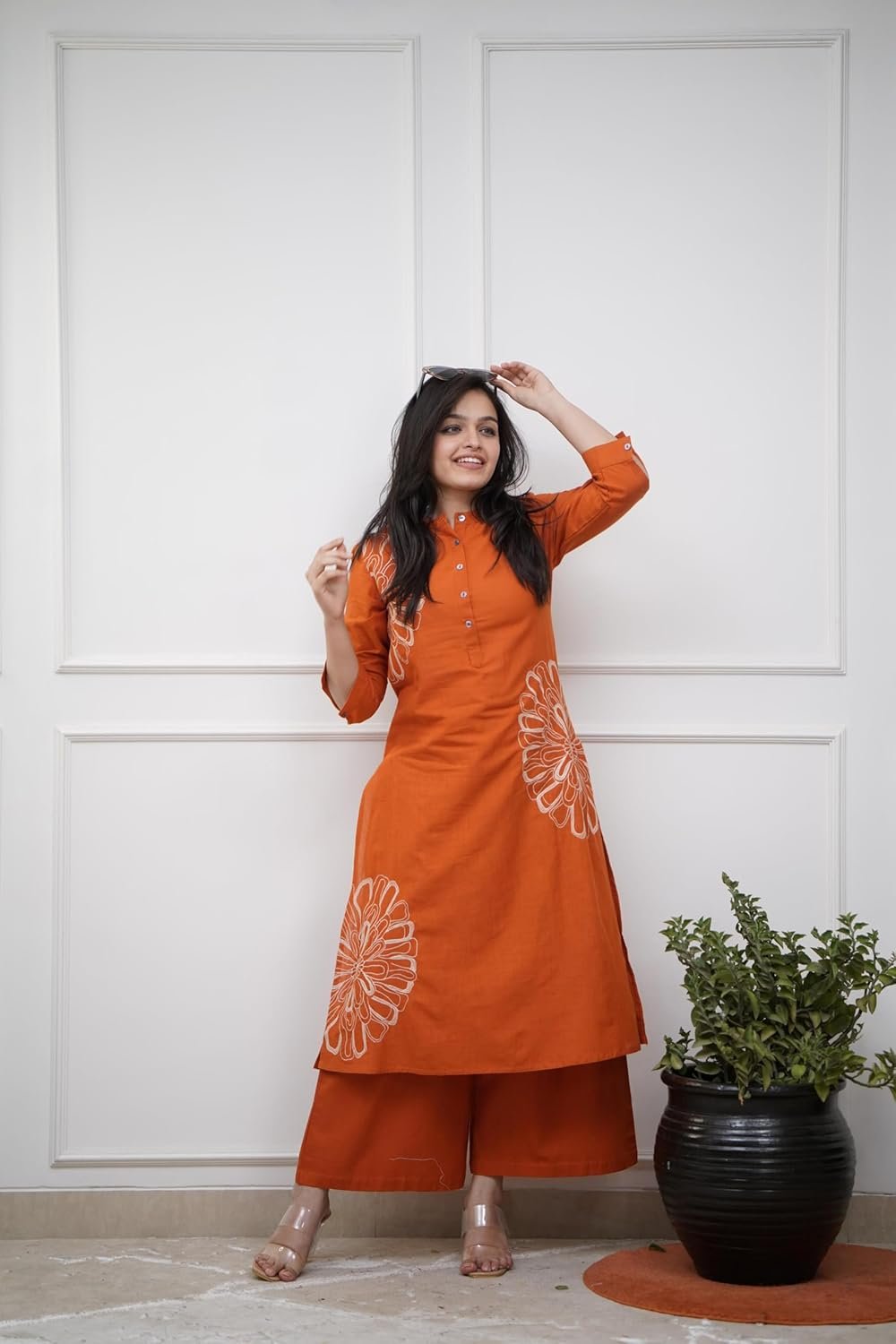 GoSriKi Women's Rayon Viscose Straight Embroidery Kurta with Palazzo - Image 4