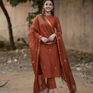 GoSriKi Women's Rayon Viscose Straight Printed Kurta with Pant & Dupatta