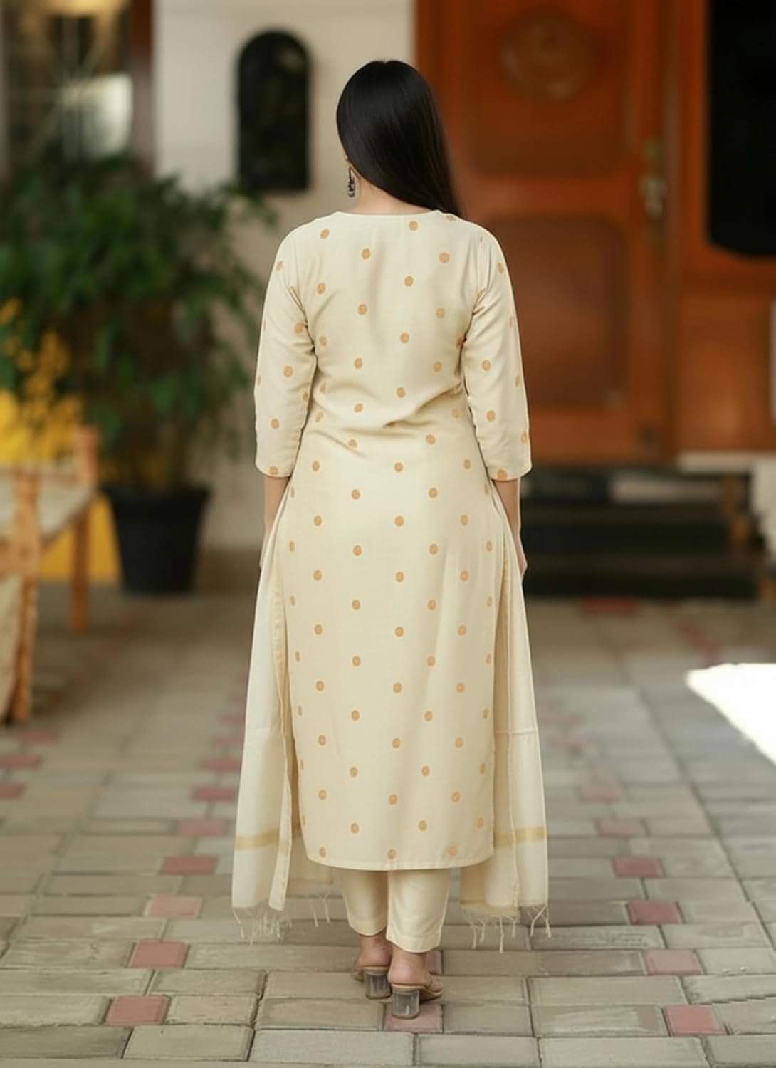 GoSriKi Women's Rayon Viscose Printed Straight Kurta with Pant & Dupatta - Image 3