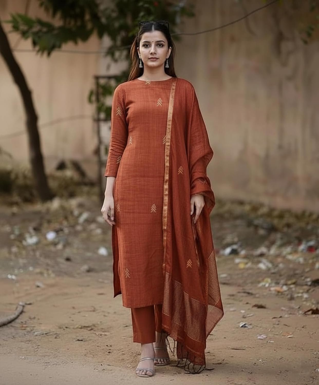 GoSriKi Women's Rayon Viscose Straight Printed Kurta with Pant & Dupatta - Image 5