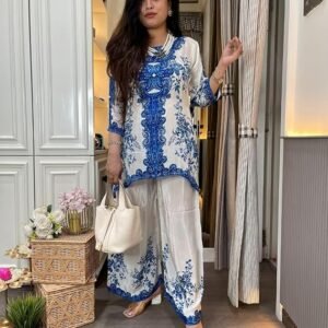 GoSriKi Women's Rayon Viscose Straight Kurta with Palazzo