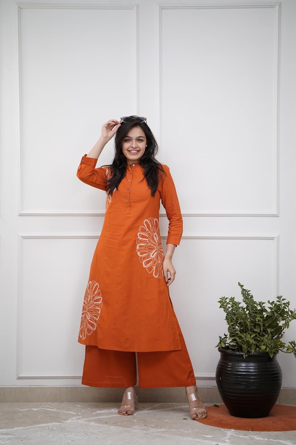 GoSriKi Women's Rayon Viscose Straight Embroidery Kurta with Palazzo - Image 3