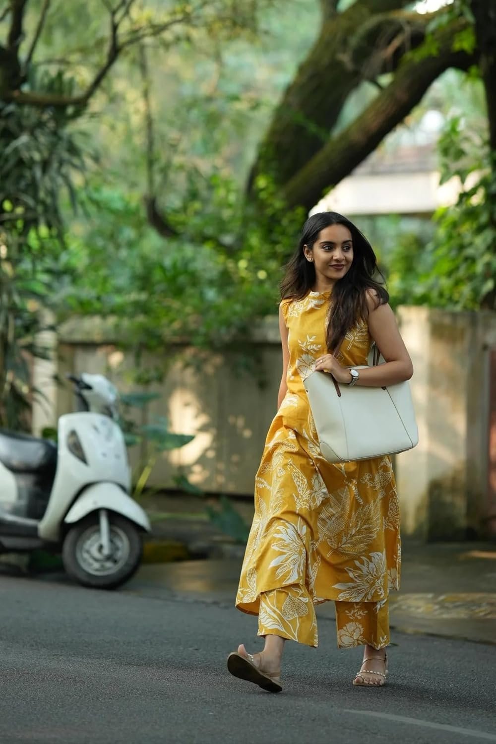 GoSriKi Women’s Viscose A-Line Printed Kurta with Palazzo - Image 3