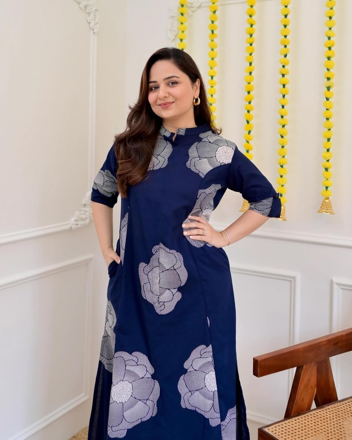 GoSriKi Women's Viscose Blend Straight Fit Printed Kurta Palazzo Set - Image 5