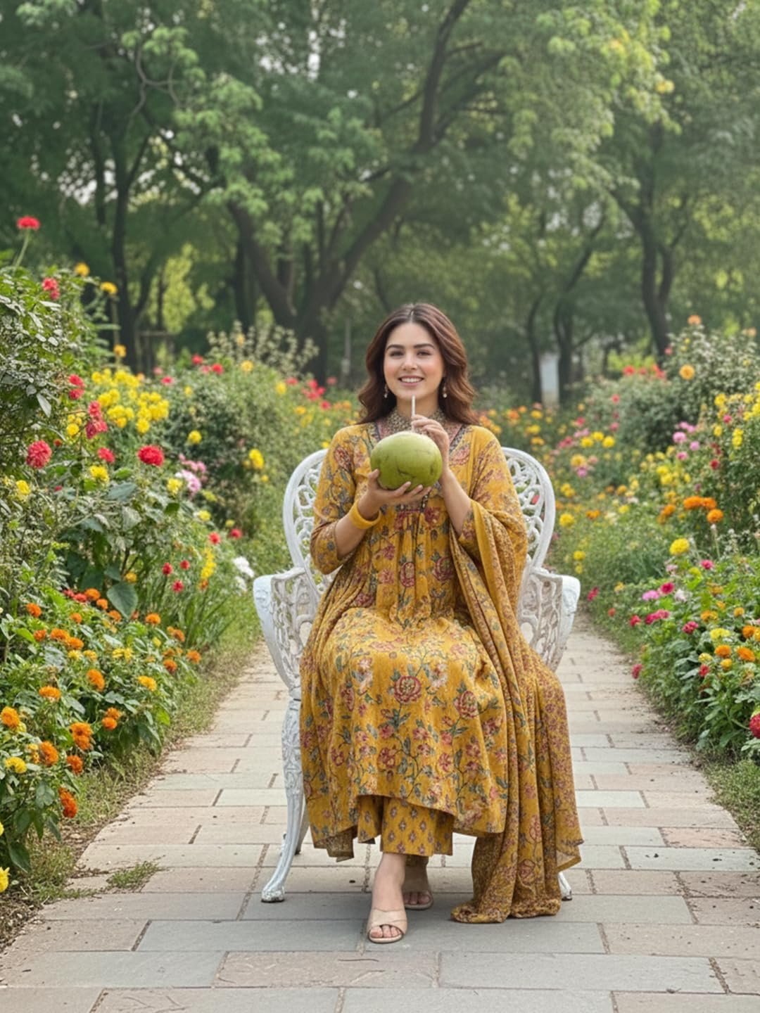 GoSriKi Women’s Rayon Viscose Anarkali Printed Kurta with Palazzo and Dupatta Set - Image 5