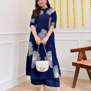 GoSriKi Women's Viscose Blend Straight Fit Printed Kurta Palazzo Set