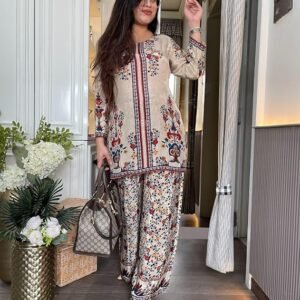 GoSriKi Women's Rayon Viscose Straight Kurta with Palazzo