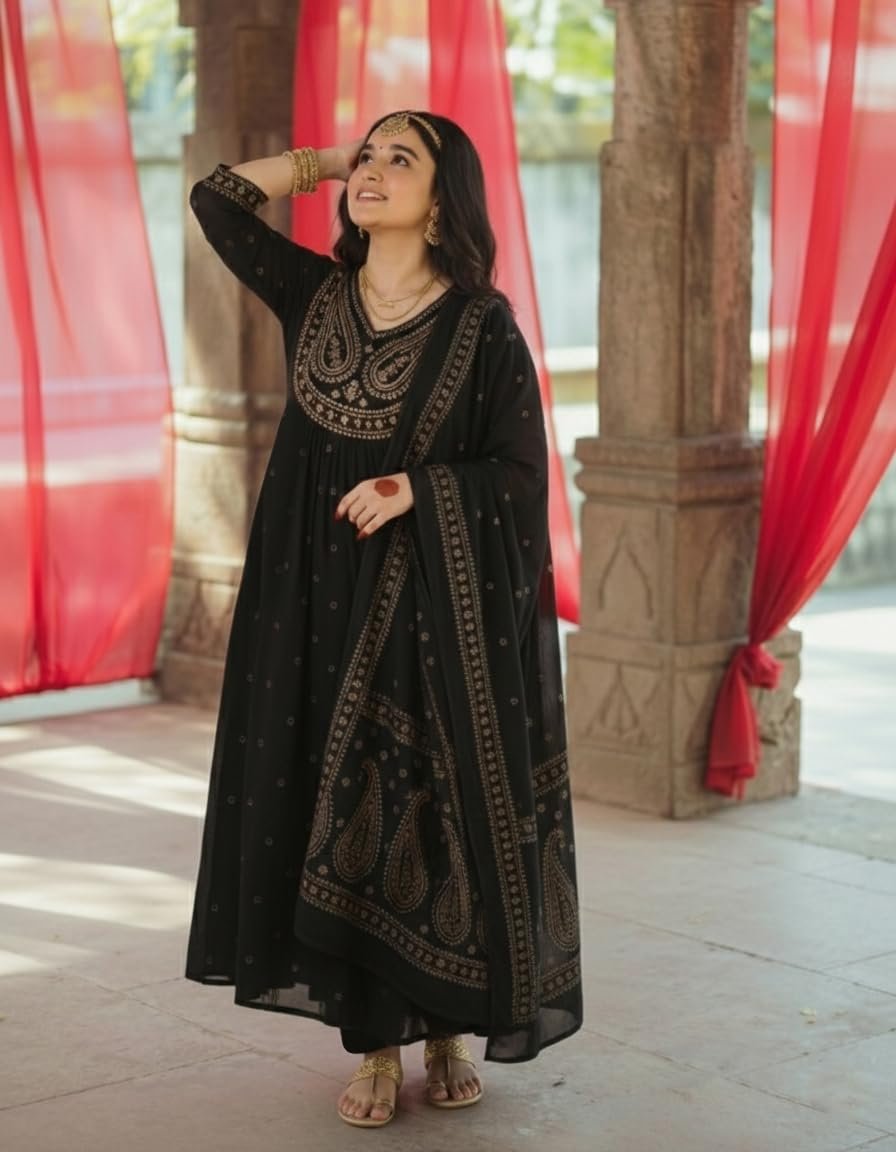 GoSriKi Women's Anarkali Kurta Set for Women with Dupatta - Image 5