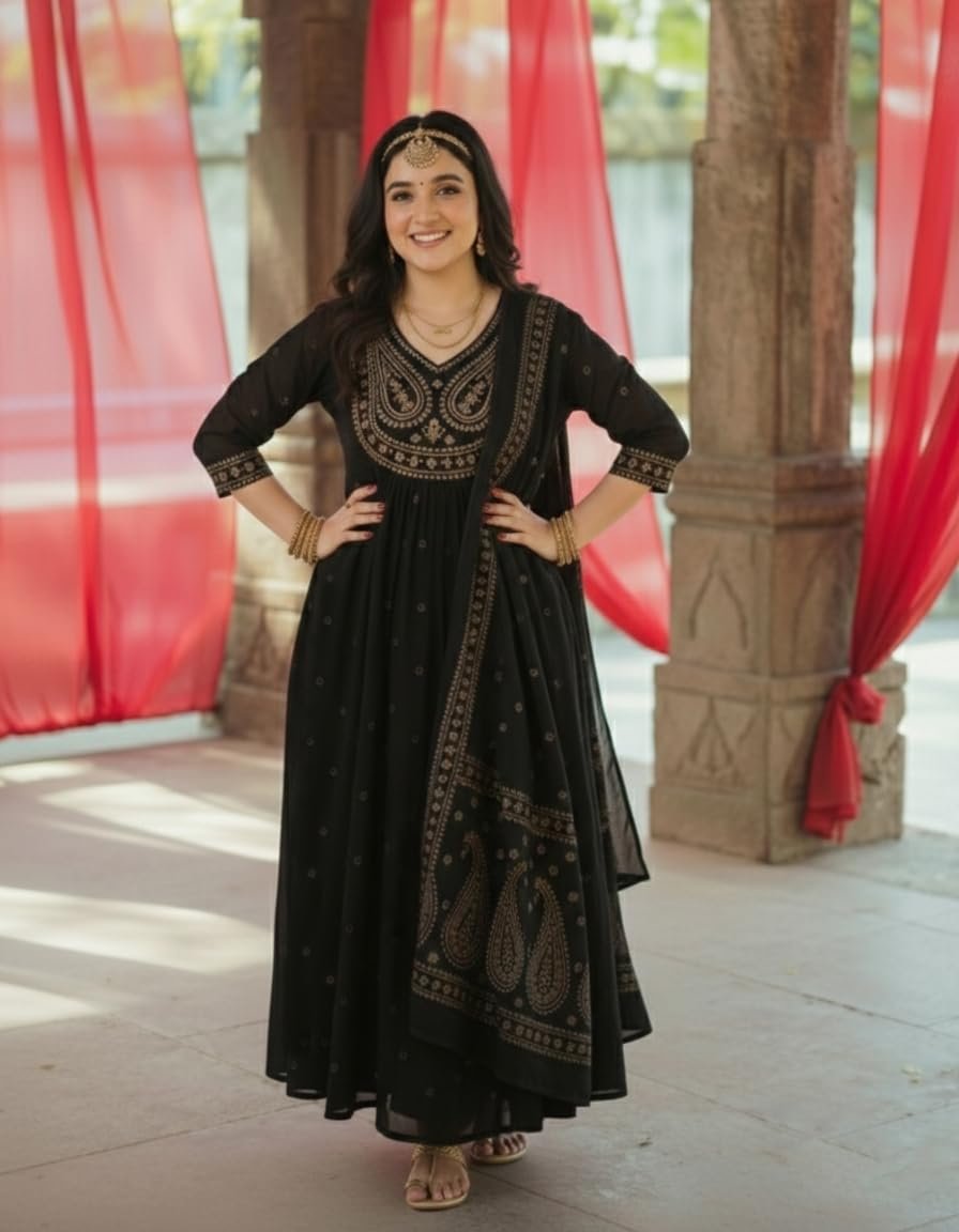 GoSriKi Women's Anarkali Kurta Set for Women with Dupatta - Image 4