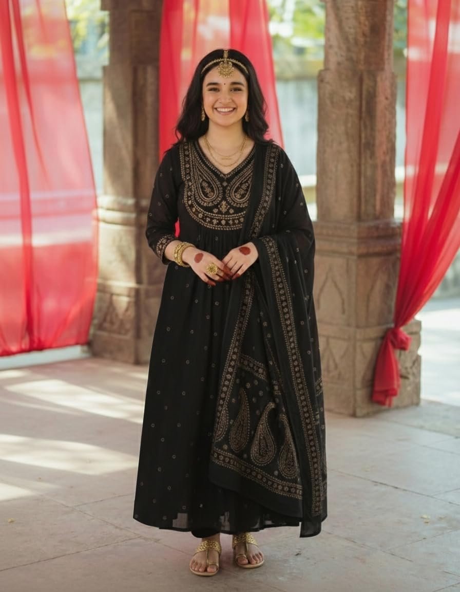 GoSriKi Women's Anarkali Kurta Set for Women with Dupatta - Image 3