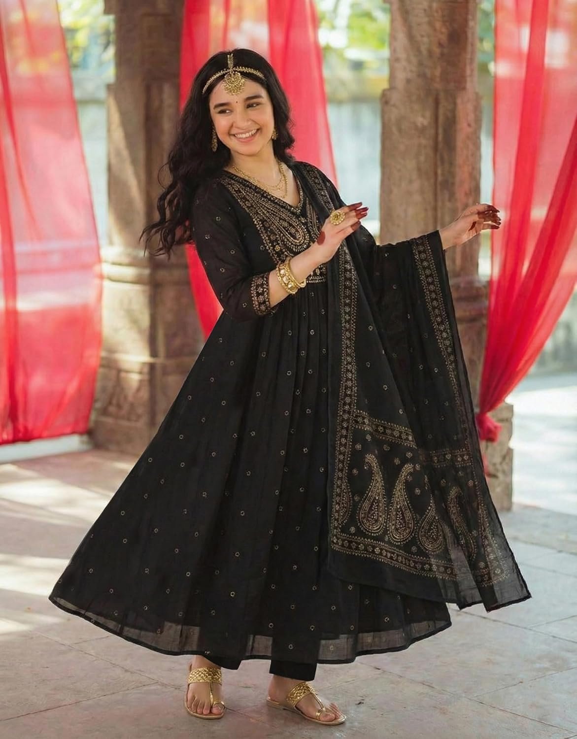 GoSriKi Women's Anarkali Kurta Set for Women with Dupatta