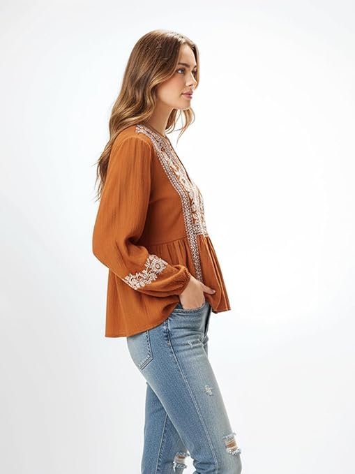GoSriKi Tunics Tops Rayon Viscose Embroidered Short Top for Women - Image 4