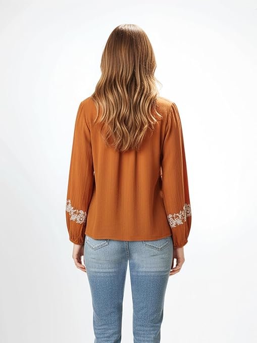 GoSriKi Tunics Tops Rayon Viscose Embroidered Short Top for Women - Image 5