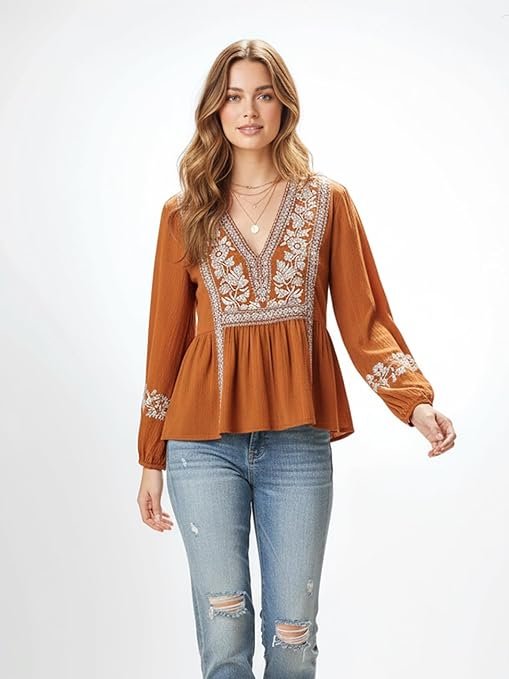 GoSriKi Tunics Tops Rayon Viscose Embroidered Short Top for Women - Image 3