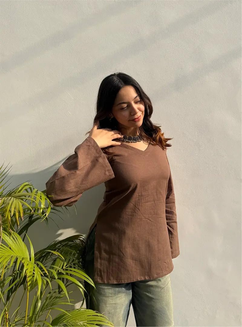 GoSriKi Cotton Short Kurti for Women | Stylish Kurti | Short Kurti Top | Casual Kurta for Women | Comfortable Cotton Kurtis for Womens - Image 3