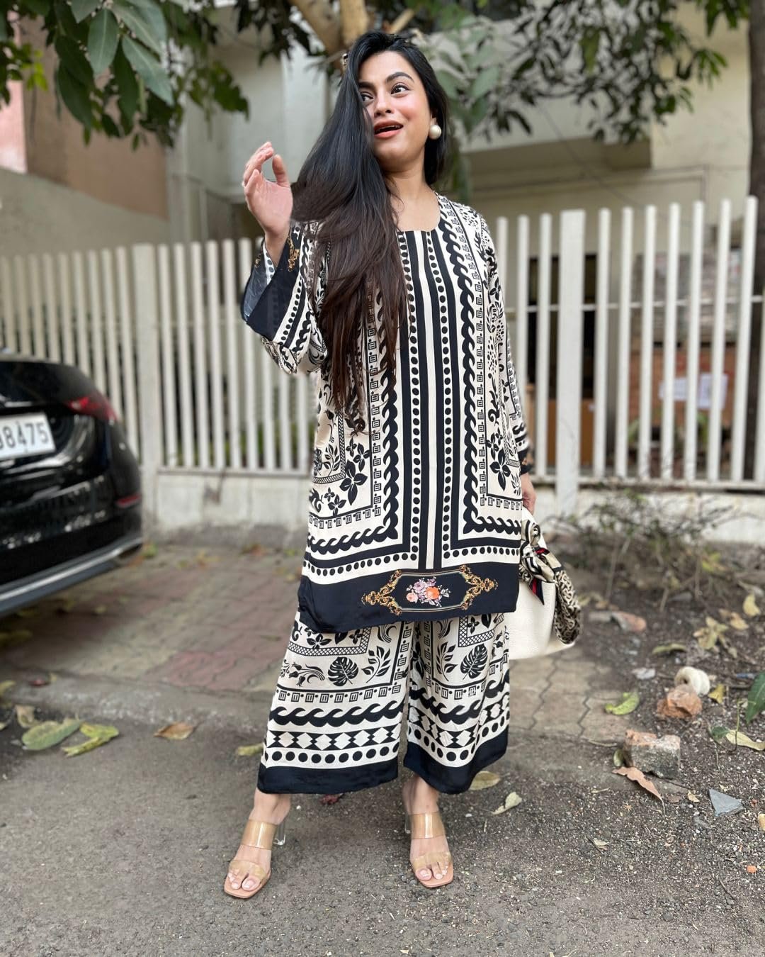GoSriKi Women's Cotton Blend Straight Printed Co-Ord Set - Image 3