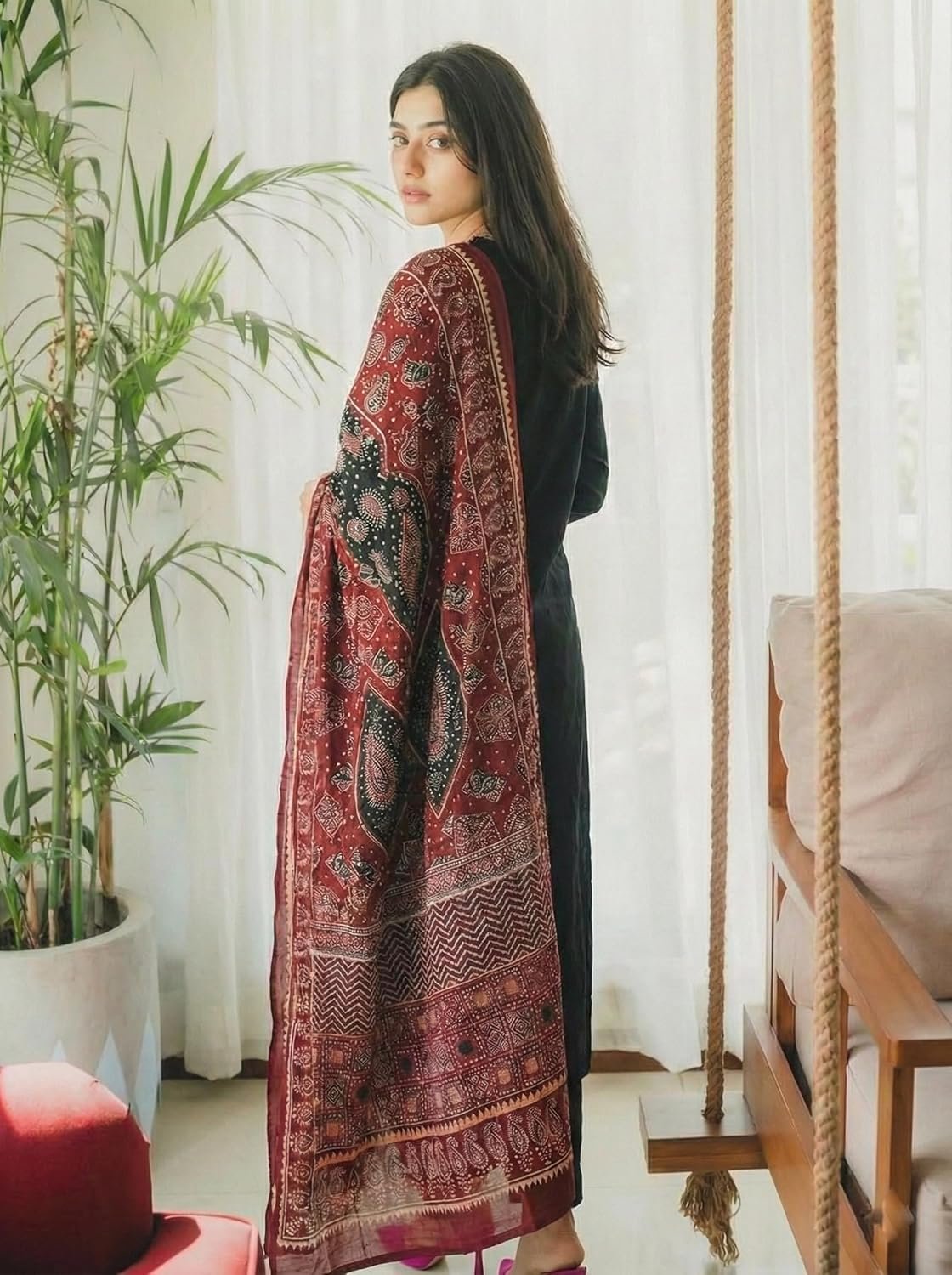 GoSriKi Women’s Rayon Viscose Embroidered Straight Kurta with Pant and Printed Dupatta Set - Image 5