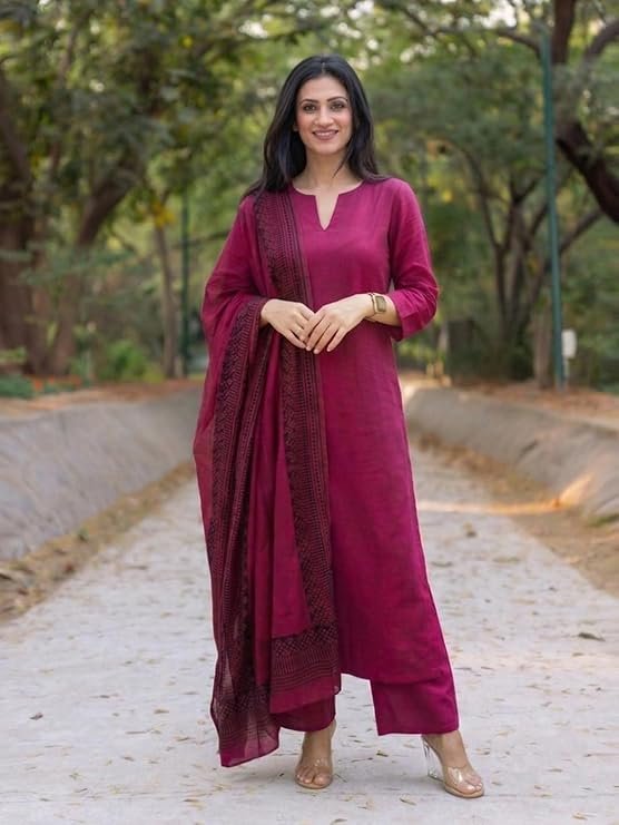 GoSriKi Kurta Set Women Viscose Solid - Image 3