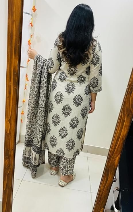 GoSriKi Women Viscose Blend Straight Fit Printed Kurta Pant Dupatta Set - Image 5
