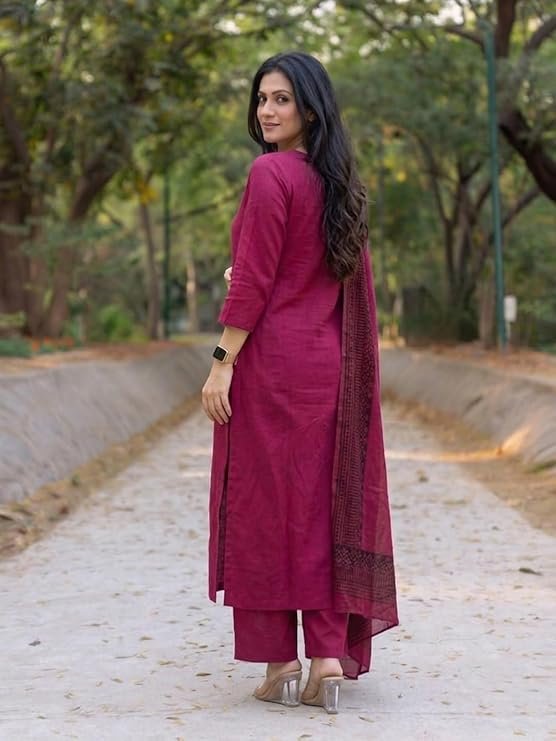 GoSriKi Kurta Set Women Viscose Solid - Image 5