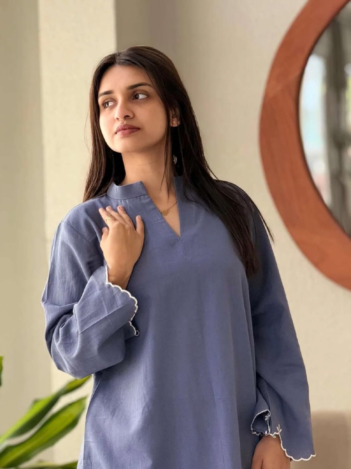 GoSriKi Women Viscose Embroidered Straight Kurta with Palazzo - Image 6
