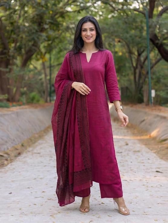 GoSriKi Kurta Set Women Viscose Solid - Image 4