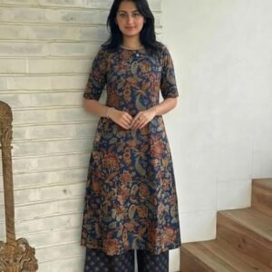 GoSriKi Viscose Blend Printed Straight Kurta with Palazzo for Women