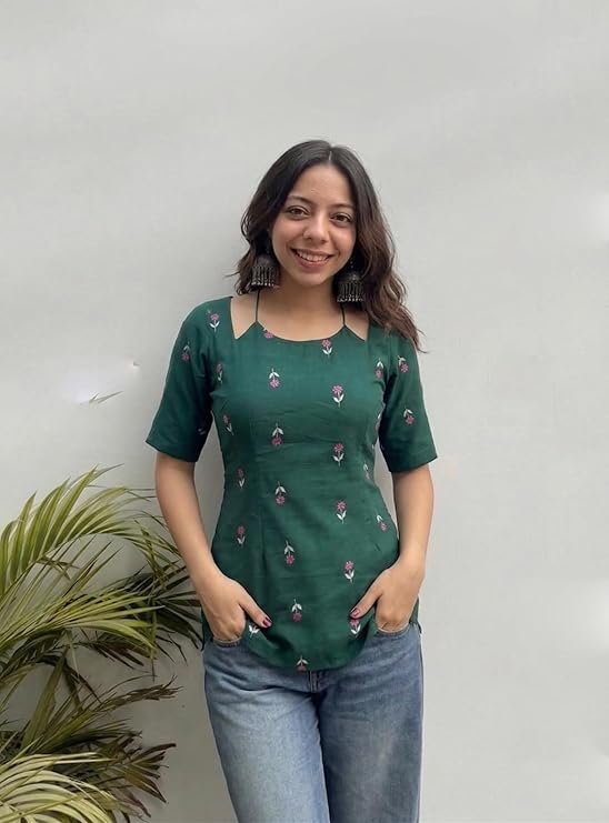 GoSriKi Short Kurti for Women Latest Viscose Blend Printed Ethnic Tunic - Image 4