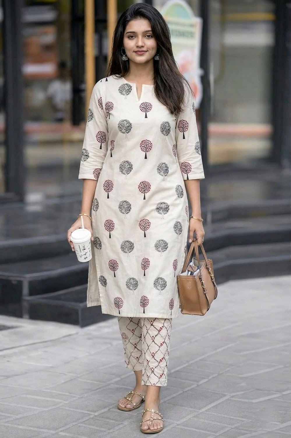 GoSriKi Kurta Set Women Viscose Printed - Image 2