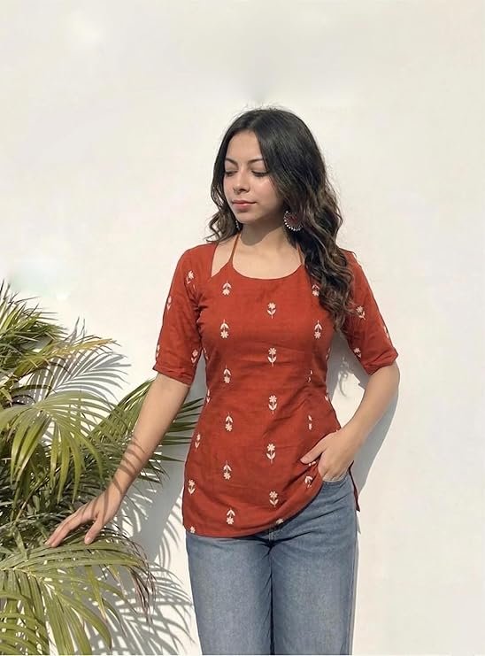 GoSriKi Short Kurti for Women Latest Viscose Blend Printed Ethnic Tunic - Image 3