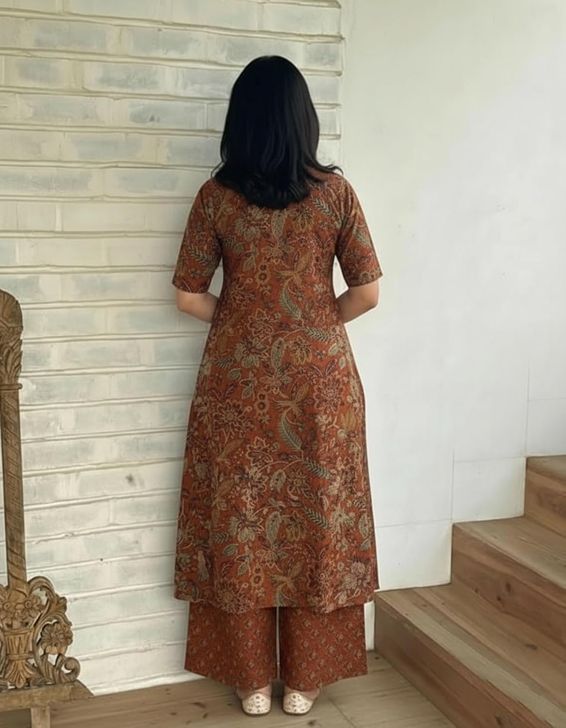 GoSriKi Viscose Blend Printed Straight Kurta with Palazzo for Women - Image 6
