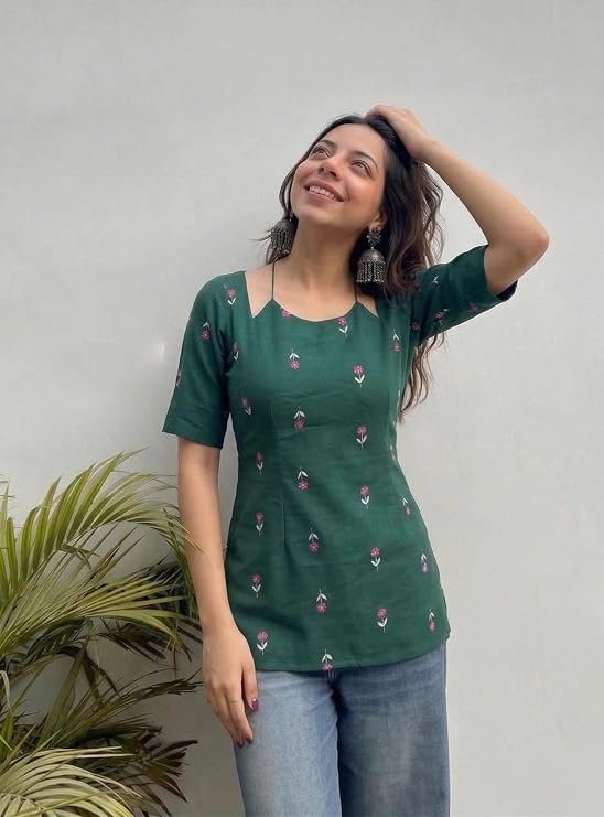 GoSriKi Short Kurti for Women Latest Viscose Blend Printed Ethnic Tunic - Image 5