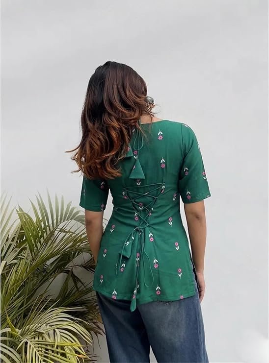 GoSriKi Short Kurti for Women Latest Viscose Blend Printed Ethnic Tunic - Image 7