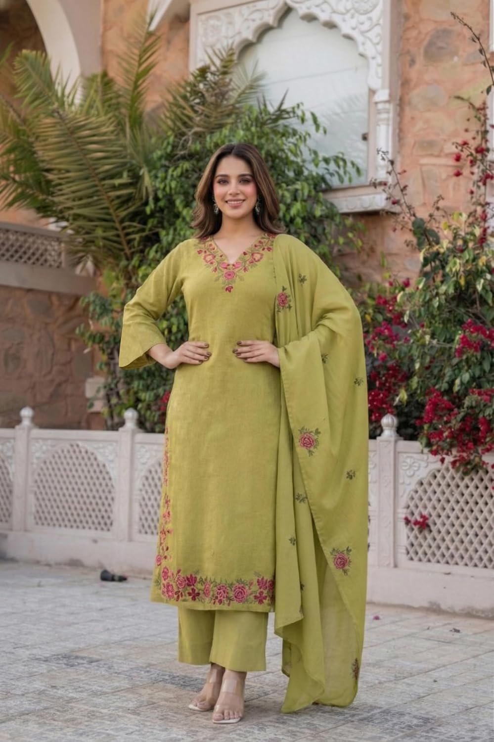 GoSriKi Kurta Sets for Women Viscose Blend Embroidered - Image 4