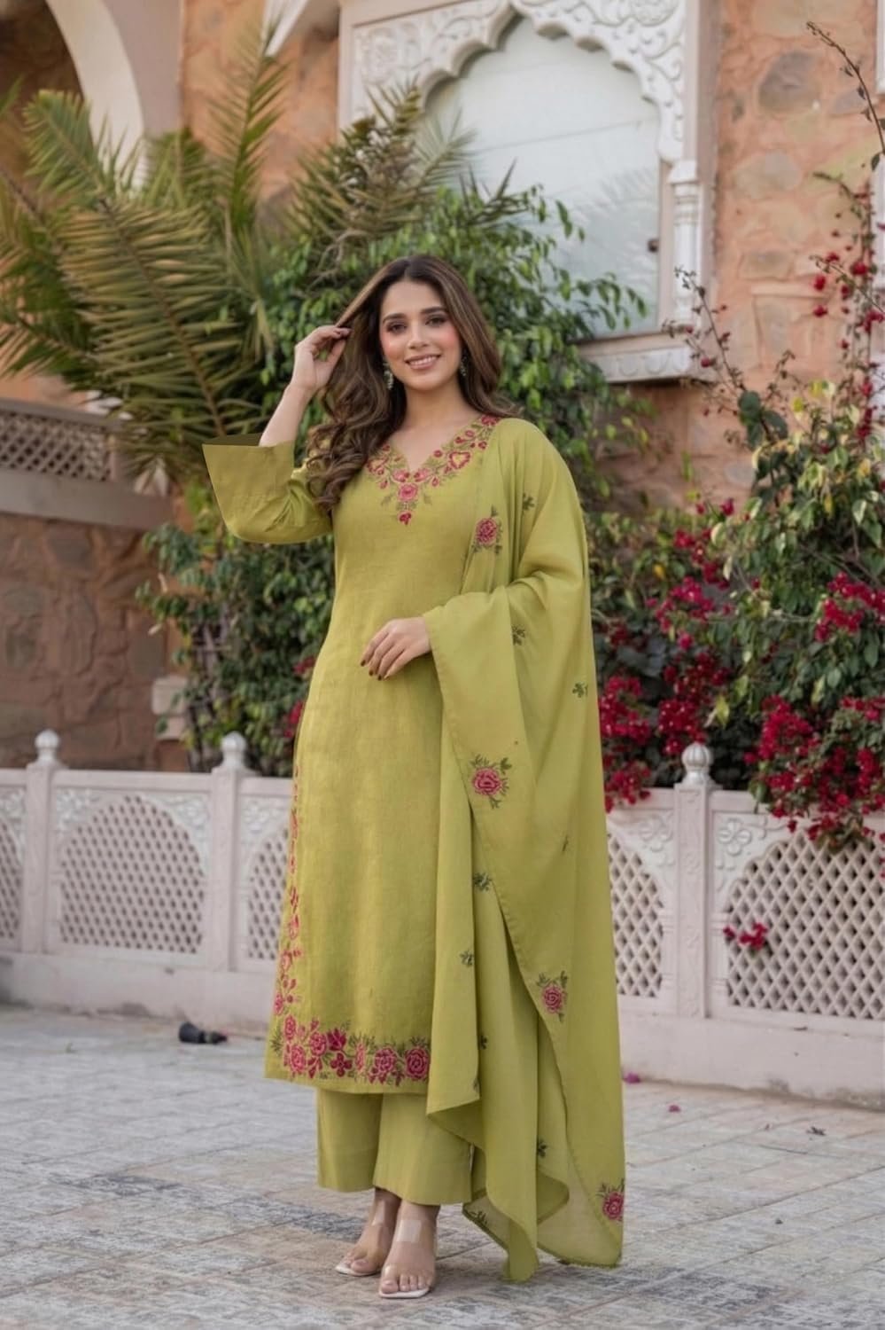 GoSriKi Kurta Sets for Women Viscose Blend Embroidered - Image 3