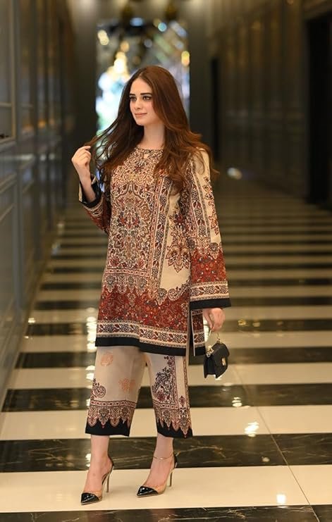 GoSriKi Women's Rayon Viscose Printed Straight Kurta with Palazzo - Image 3