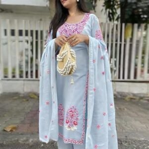 GoSriKi Kurta Sets for Women Viscose Embroidered