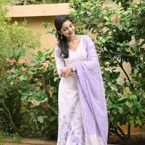 GoSriKi Women’s Rayon Viscose Straight Printed Kurta with Pant and Dupatta