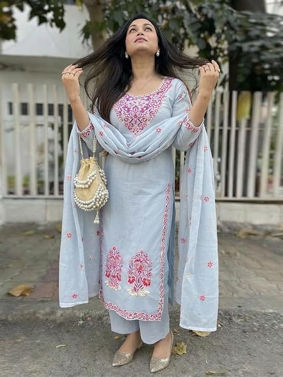 GoSriKi Kurta Sets for Women Viscose Embroidered - Image 6