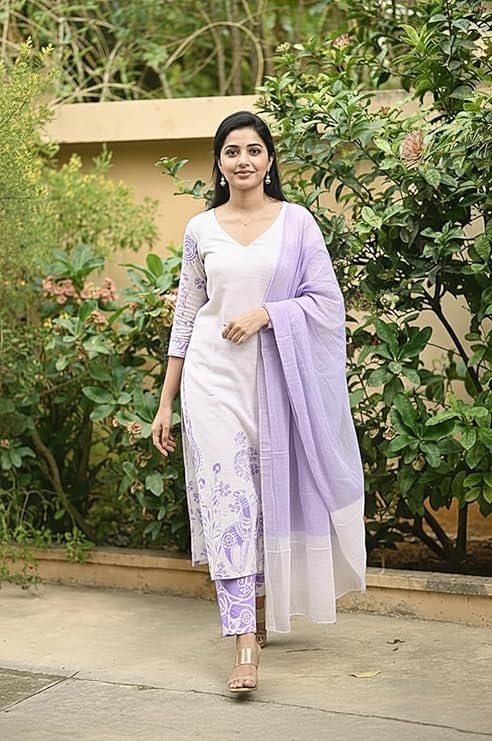 GoSriKi Women’s Rayon Viscose Straight Printed Kurta with Pant and Dupatta - Image 3